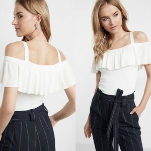 NEW White Tank Off Shoulder Knit Sweater Fall Winter Holiday Christmas